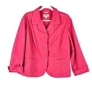Talbots Womens Petite Hot Pink Blazer Size 18W Stretch Button Front Jacket